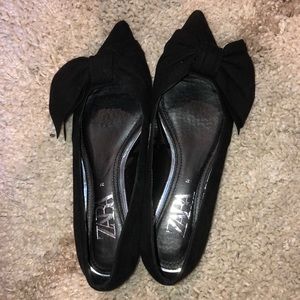 Zara Suede Bow Flats